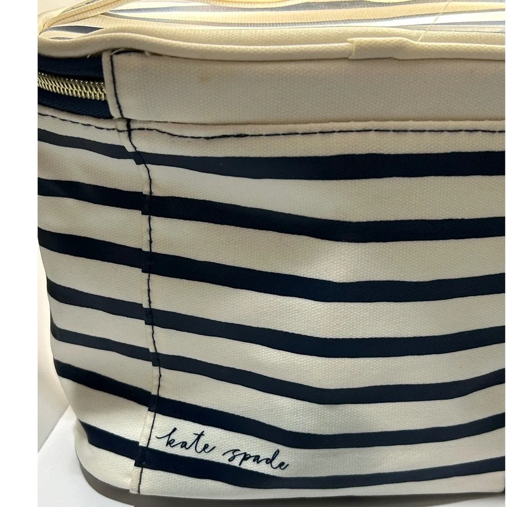 Kate Spade NY Insulated Lunch Box Tote Navy Beige‎ Striped Thermal Bag Teacherl